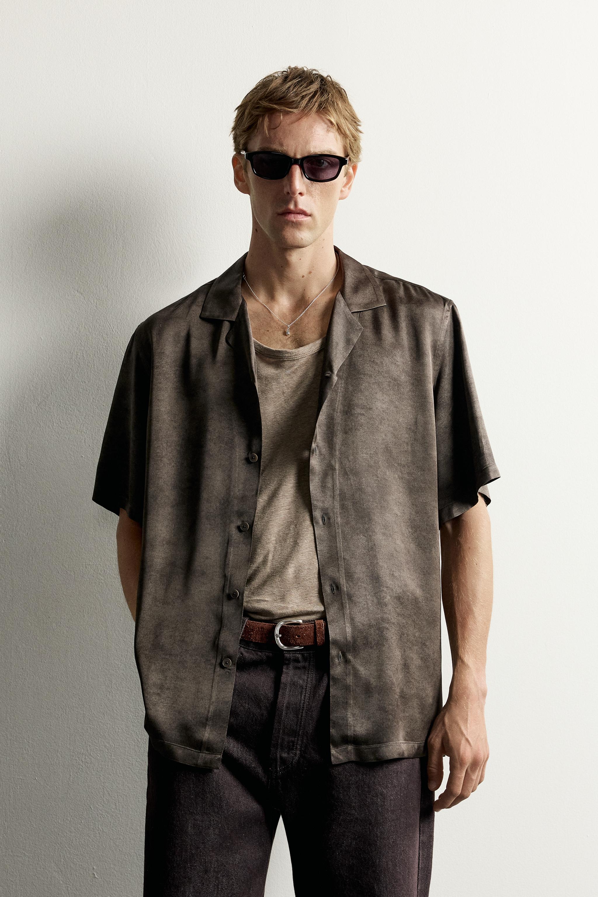 WASHED-EFFECT SATIN SHIRT